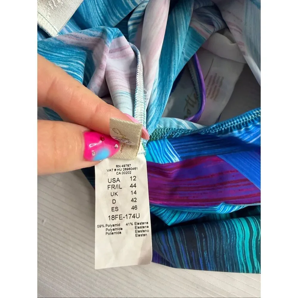 NWOT Gottex Festival Square Neck Full Coverage One Piece Size 12 New